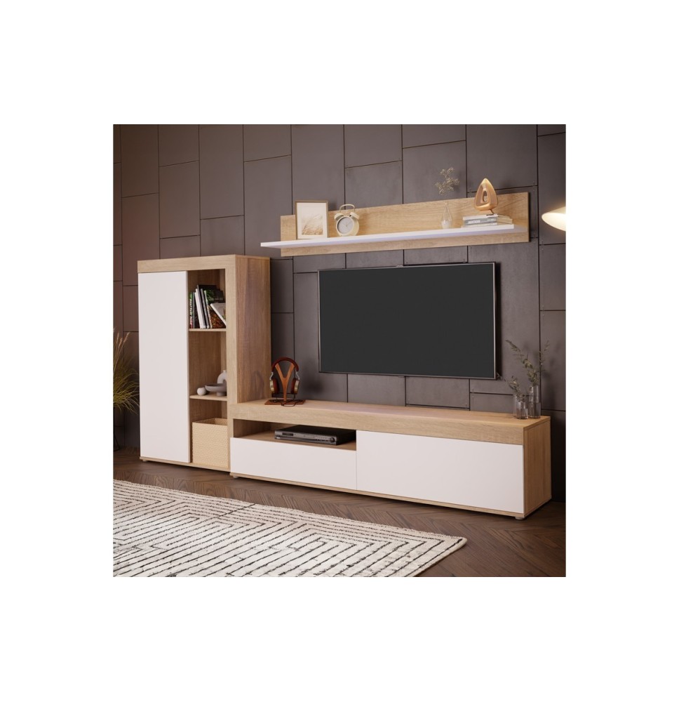 Living room complex Zorbi pakoworld white-sonoma oak melamine 265x41x158.5cm