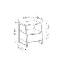 Mesilla de Noche Negro-Crema, 45x40x50 cm, Cajón y Estante, Resistente y Duradera"