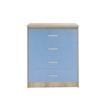 Cómoda de 4 Cajones, Color Azul y Cambria, 80x40x95 cm, Organizador Versátil para Dormitorio