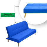 Sofá Cama de 2 Plazas - 188 x 88 x 88 cm - Apertura Clic-Clac - Máximo Relax, Confort y Resistencia Color Azul